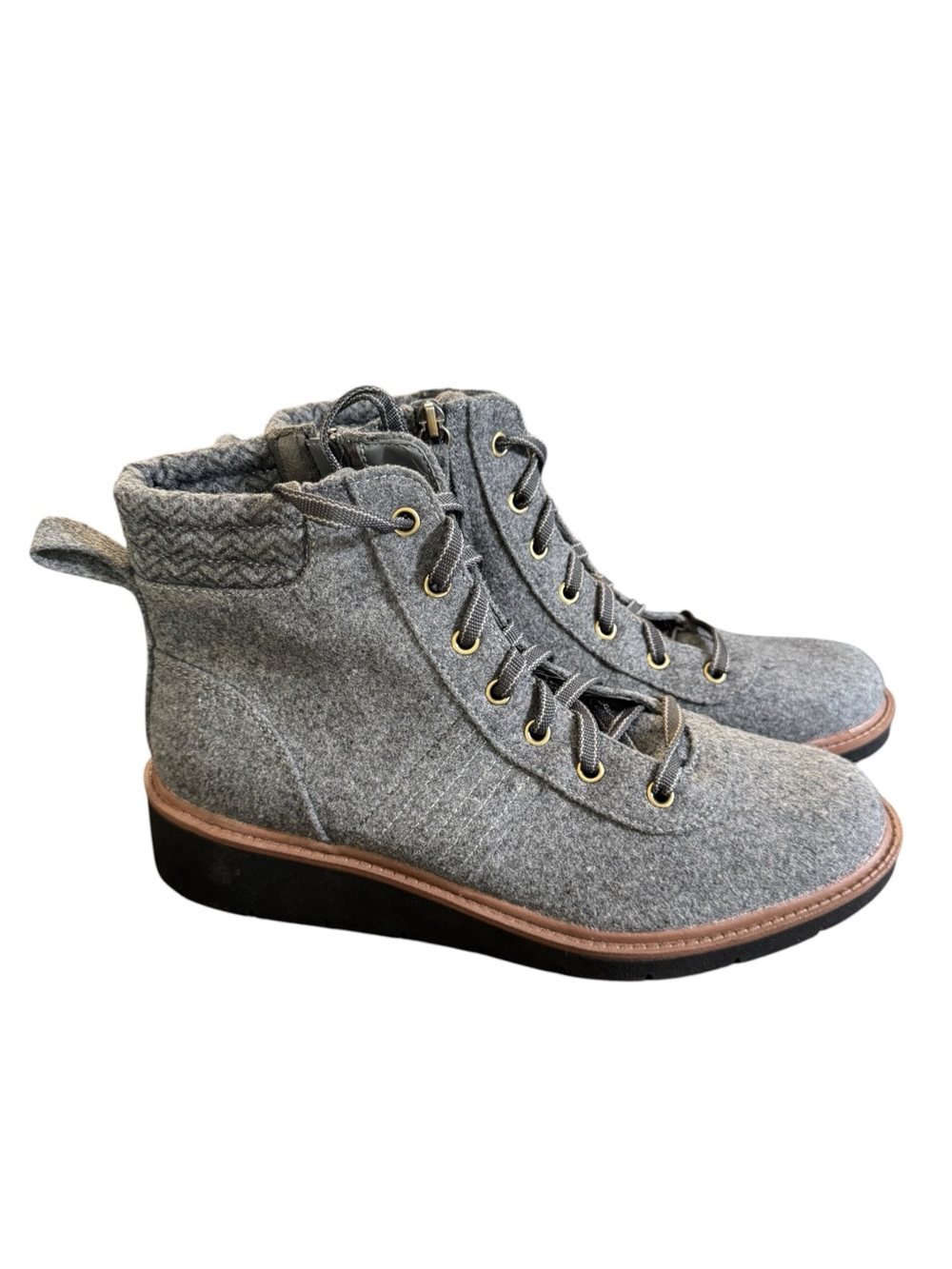 Dr. Scholl's Little Wild Gray Wool-Blend Lace-Up Ankle Boots, Women's 10M